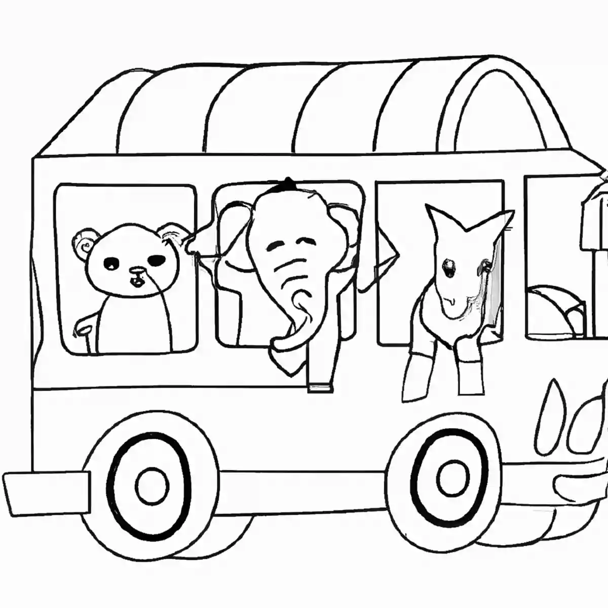 バスの塗り絵が無料!動物や園児たちが乗ったバスのイラスト