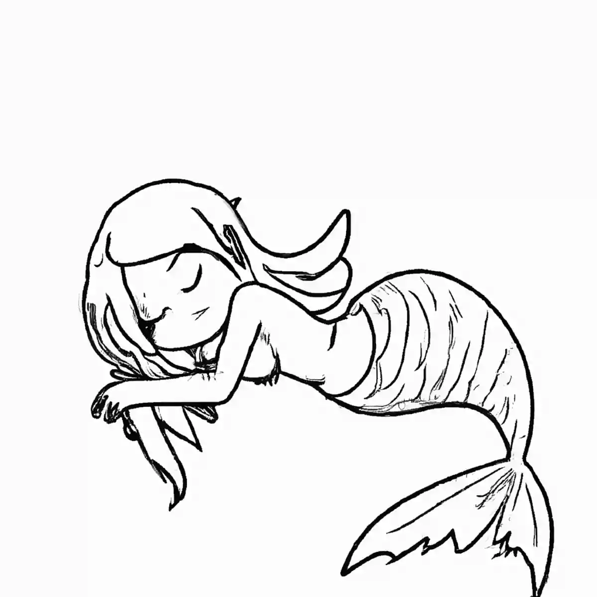 人魚の塗り絵が無料!幼児向けの人魚姫のイラスト