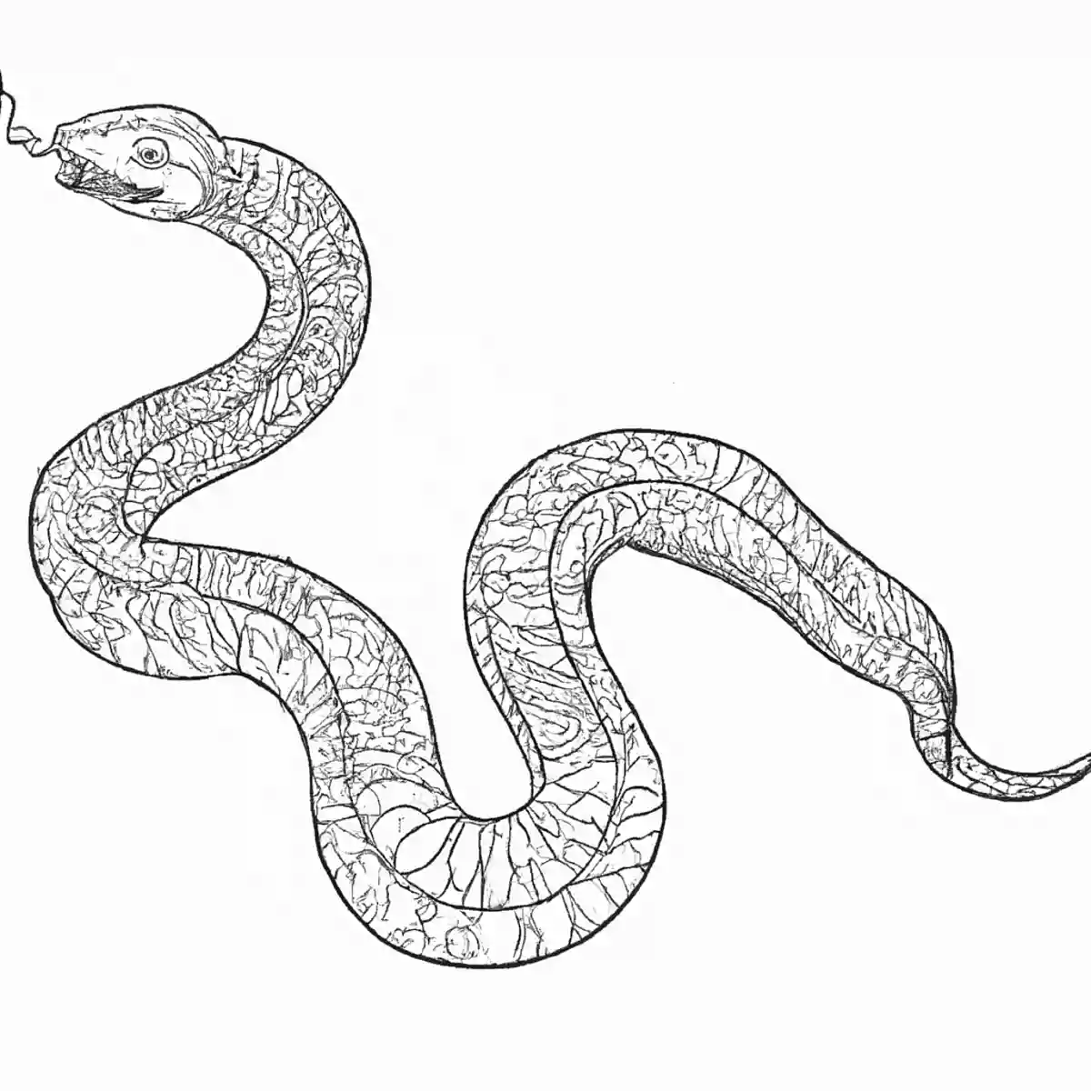 高齢者向け。彩りゆたかなへびの塗り絵。