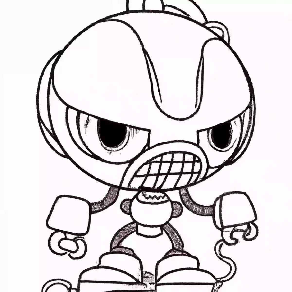 ロボットの無料塗り絵。保育園や幼稚園の子供向けのイラスト