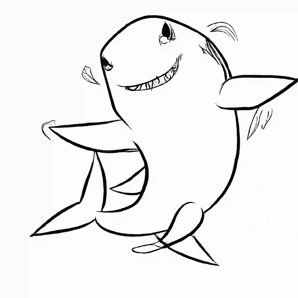 カッコいいサメの塗り絵素材｜海の生き物好きの子供たちに無料で提供