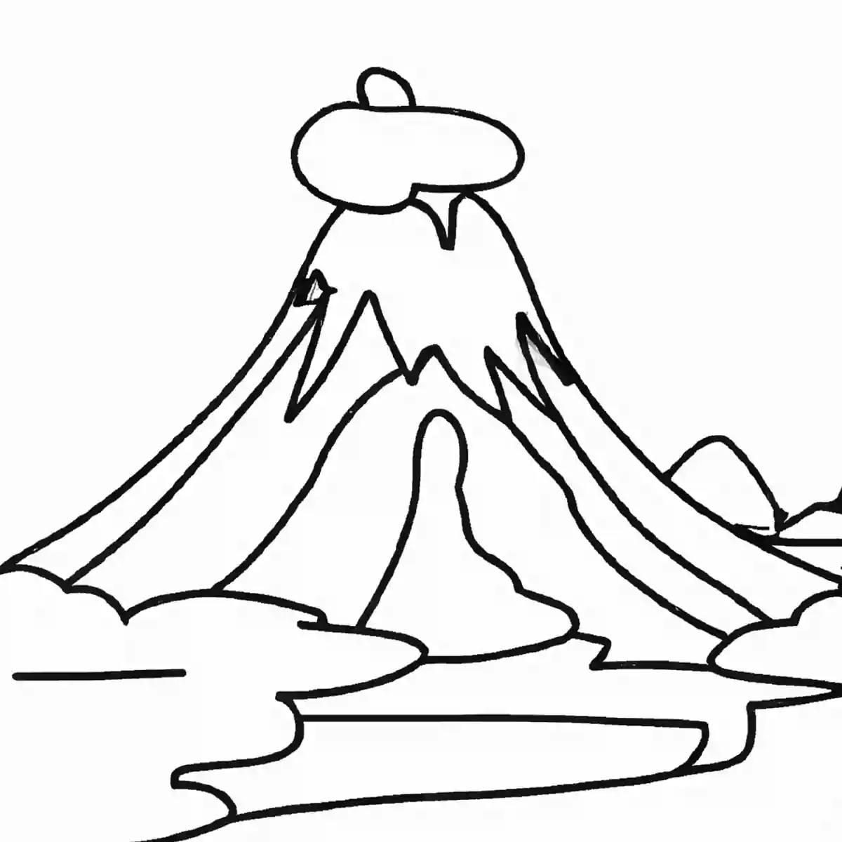 【子供向け】富士山の塗り絵、イラスト素材