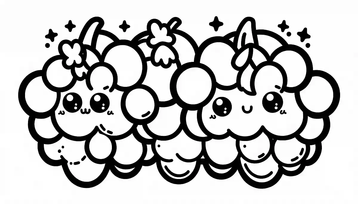 【無料】ぶどうの塗り絵。果物の塗り絵やイラスト素材