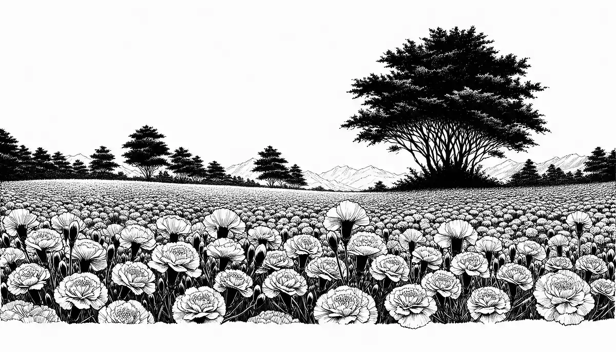 プレゼントにもなる。高齢者向けのカーネーションの塗り絵