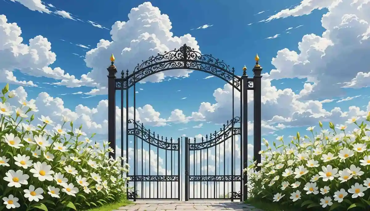 門の花 静かに白し 花曇