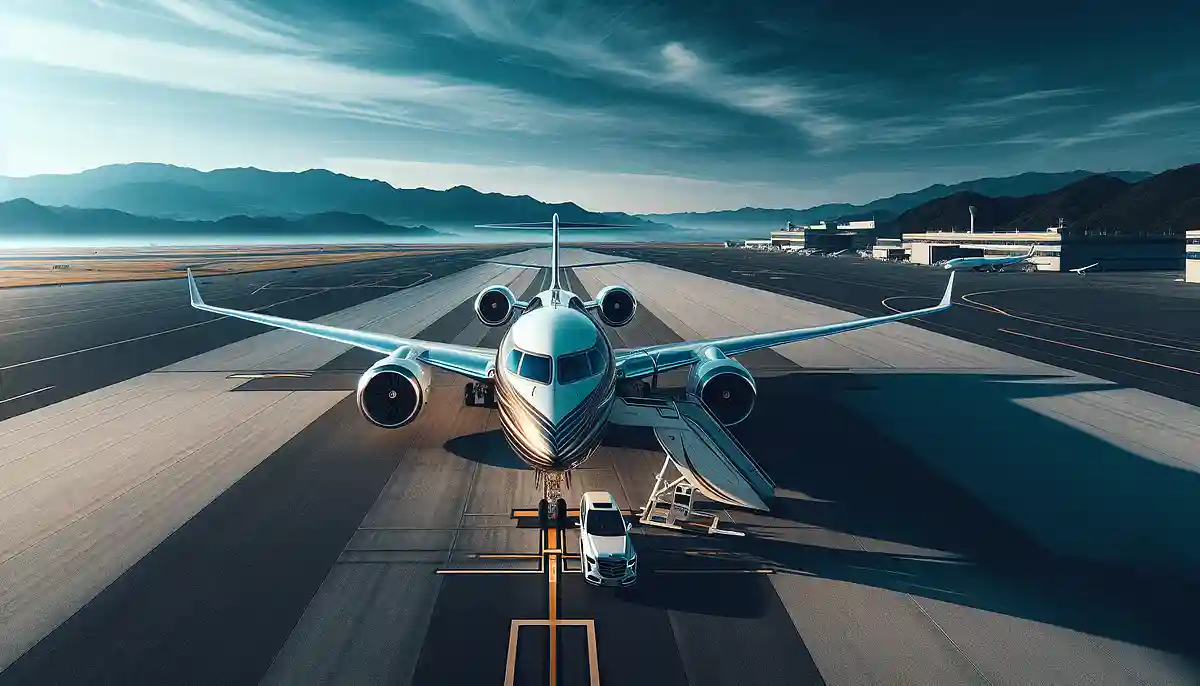 空虚な九州空港の究極高級航空機