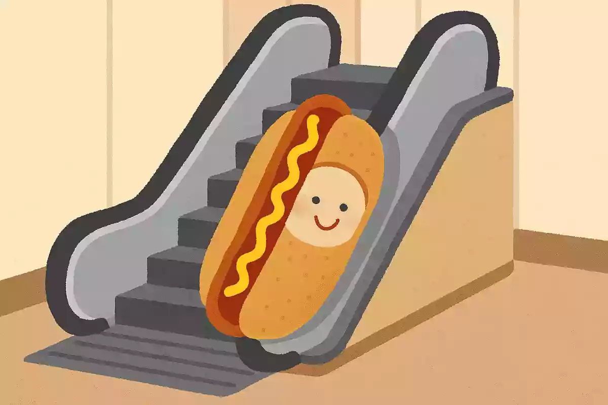 エスカレーターの中に隠れているおいしい食べ物は何でしょう?