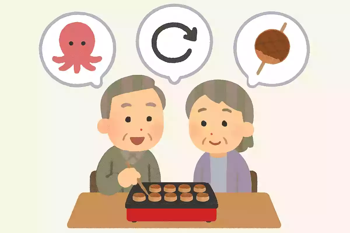 くるくる回して焼く、大阪名物、タコ