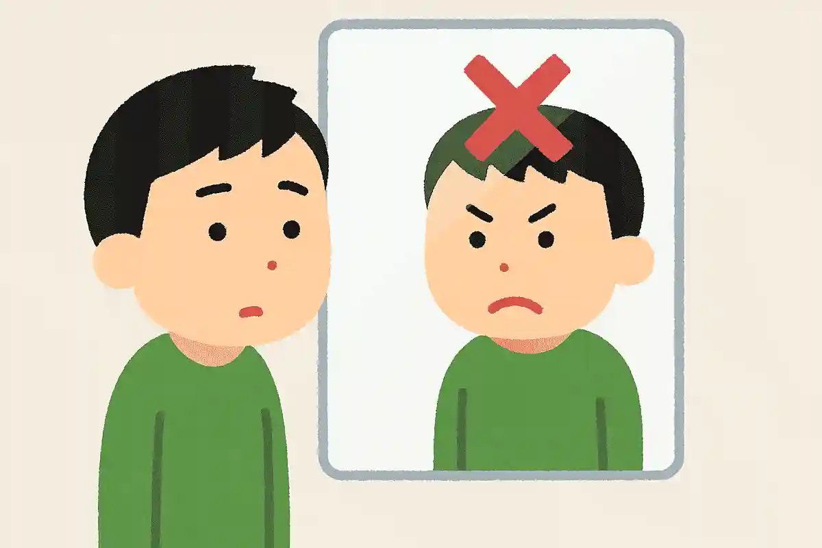 鏡をのぞいた時に、映っているのは自分だ。○か×か?