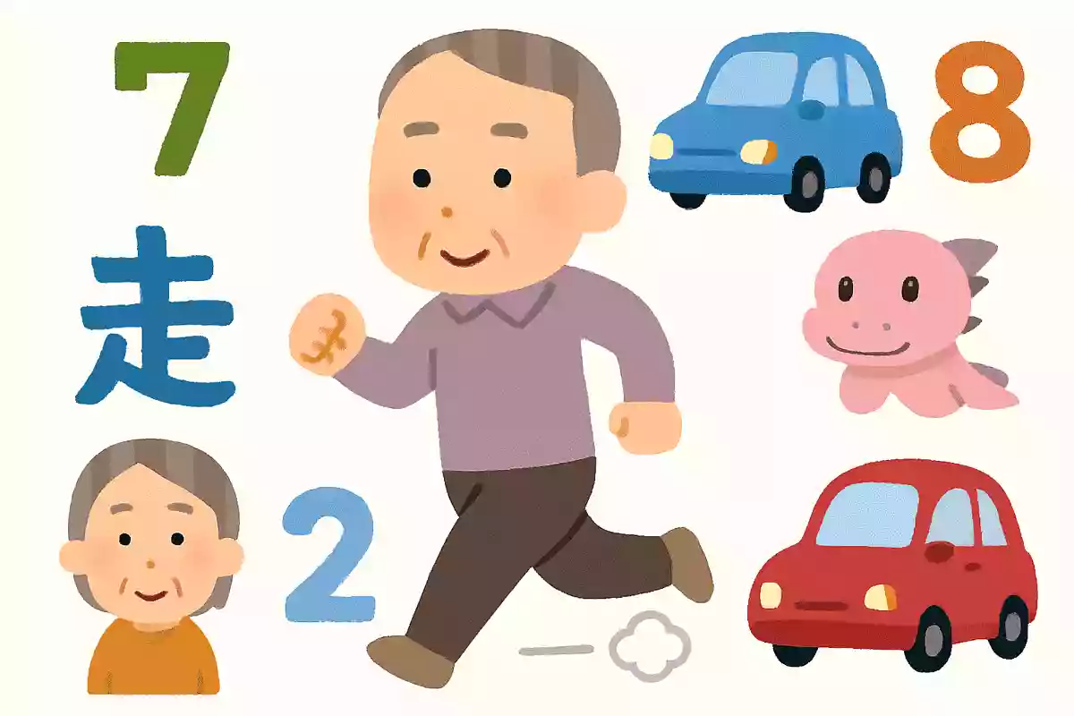 「七」＋「車」＋「ム」＋「二」＋「八」＋「走」＋「己」＝