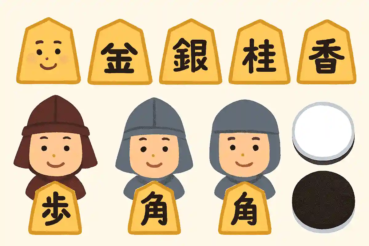 将棋の駒は8種類ありますが、オセロの駒は何種類あるでしょう？