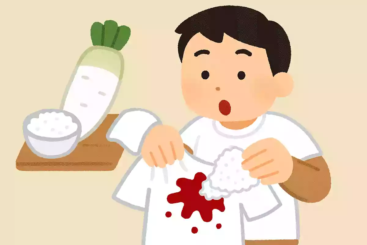 血液汚れには大根おろしがきく