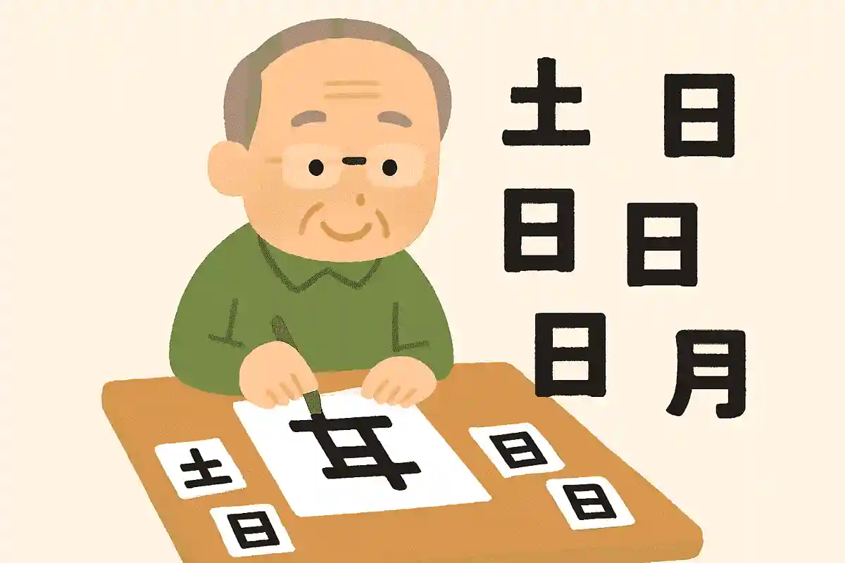 「土」+「日」+「日」+「寸」+「門」