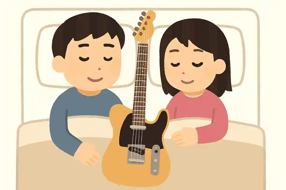 男女二人きりっていうのはマズい!フェンダーテレキャスターも一緒に寝よう!コユキ