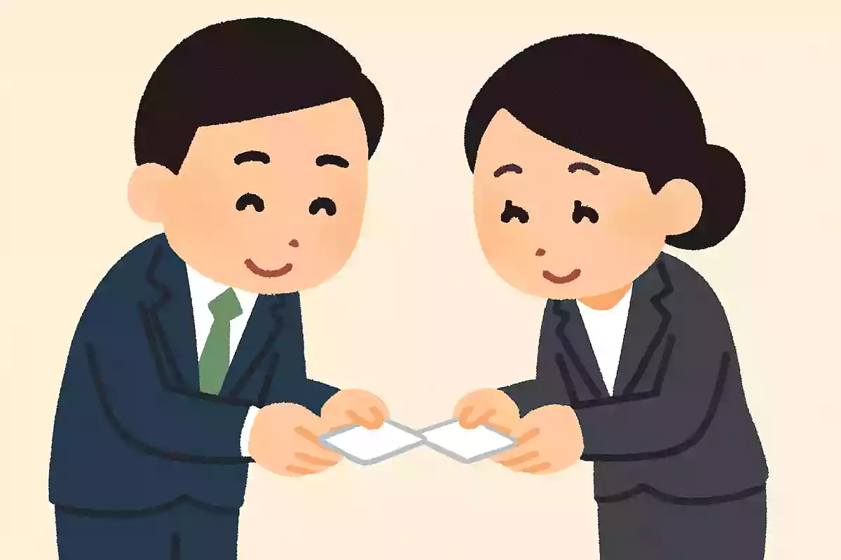 正しい名刺の渡し方はどれでしょう?