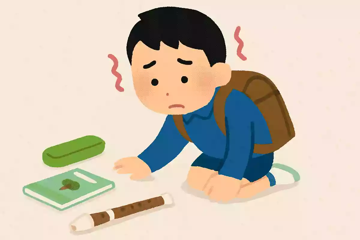 一郎くんのカバンの中には、筆箱、教科書、リコーダーが入っていますが、その中でおとしたのはどれでしょう?