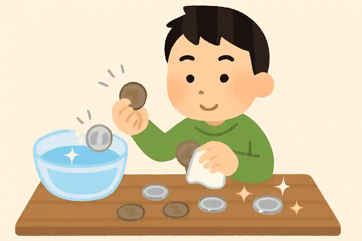 小銭をキレイにする方法はどれでしょう？