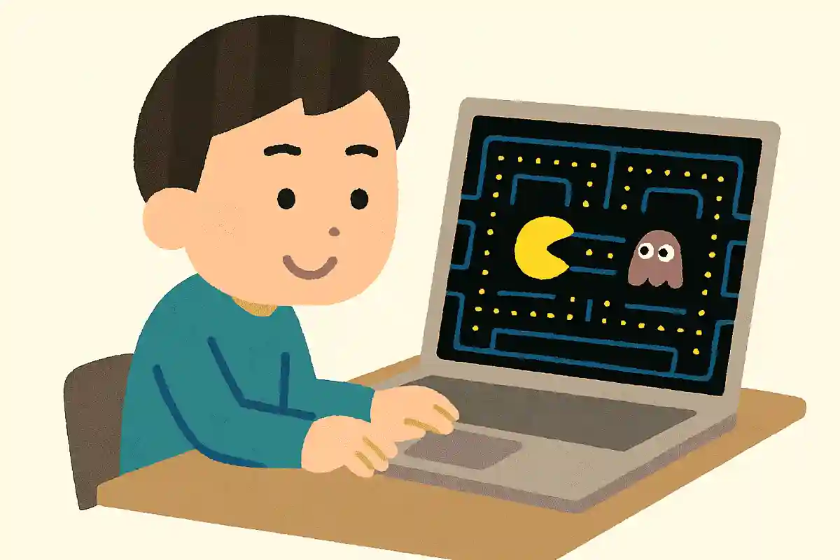 『パックマン』と検索すると『パックマン』のゲームで遊べる