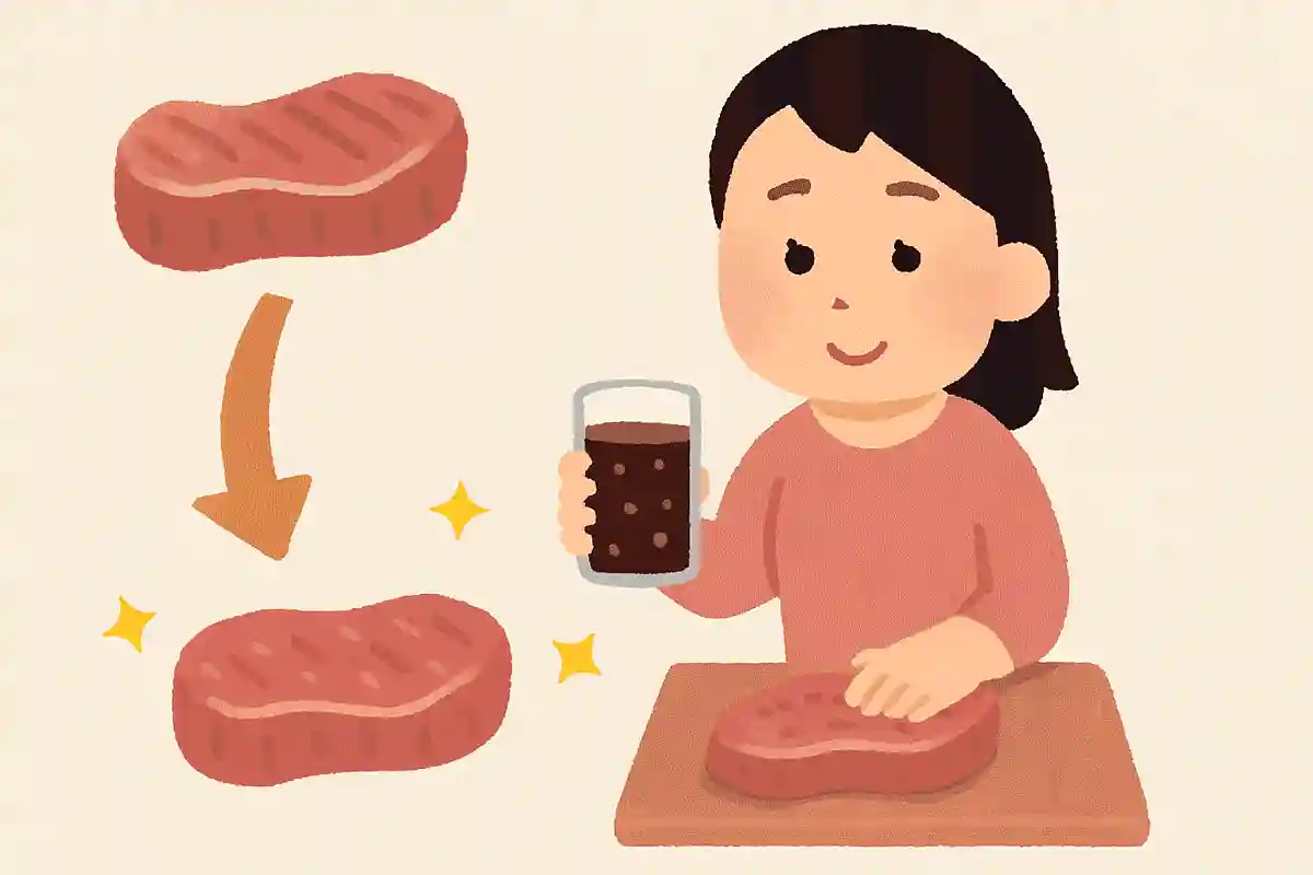 硬い肉は炭酸飲料で柔らかくなる