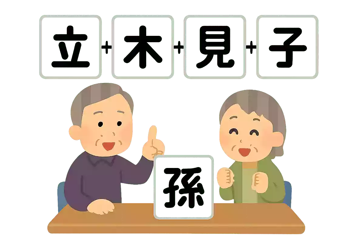 「立」＋「木」＋「見」＋「子」＝
