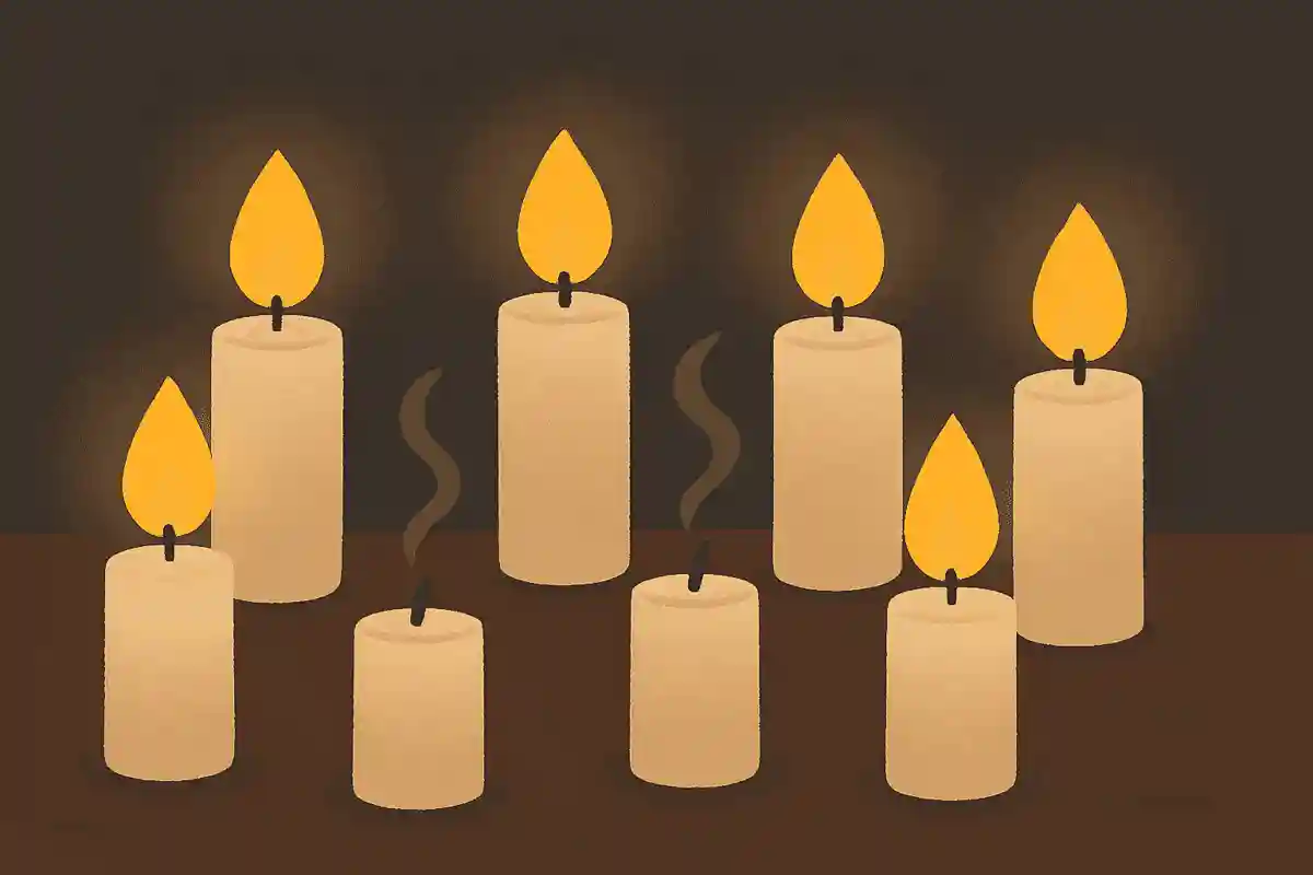 停電が起こり、ローソク8本に火をつけました。しかし風が吹いて2本消えてしまいました。次の日に残っていたローソクは何本でしょう?