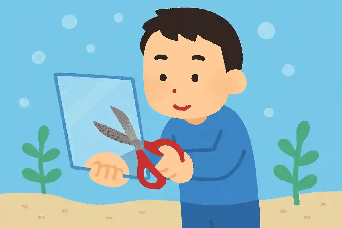 水中であればハサミでガラスを切ることができる