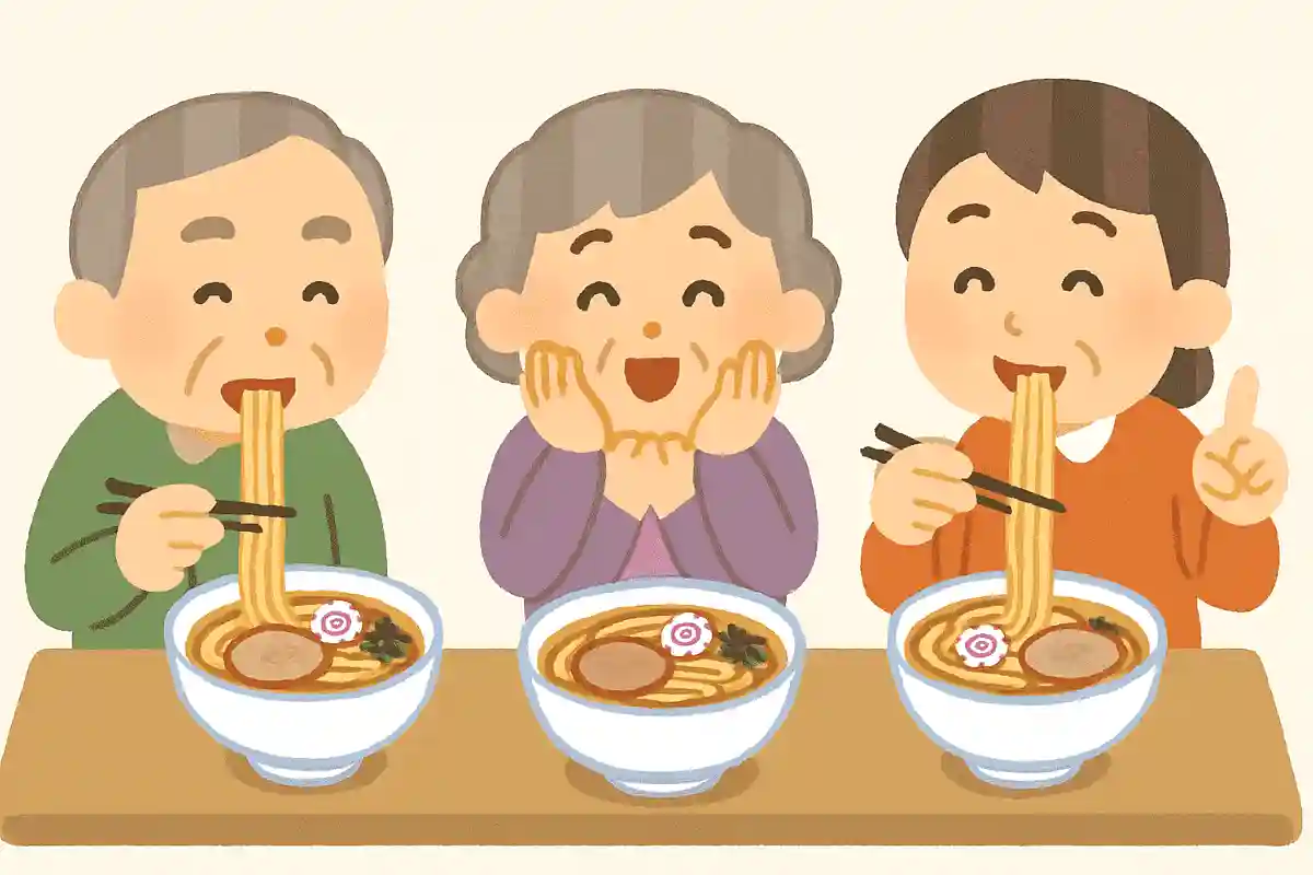 ラーメンを食べている人