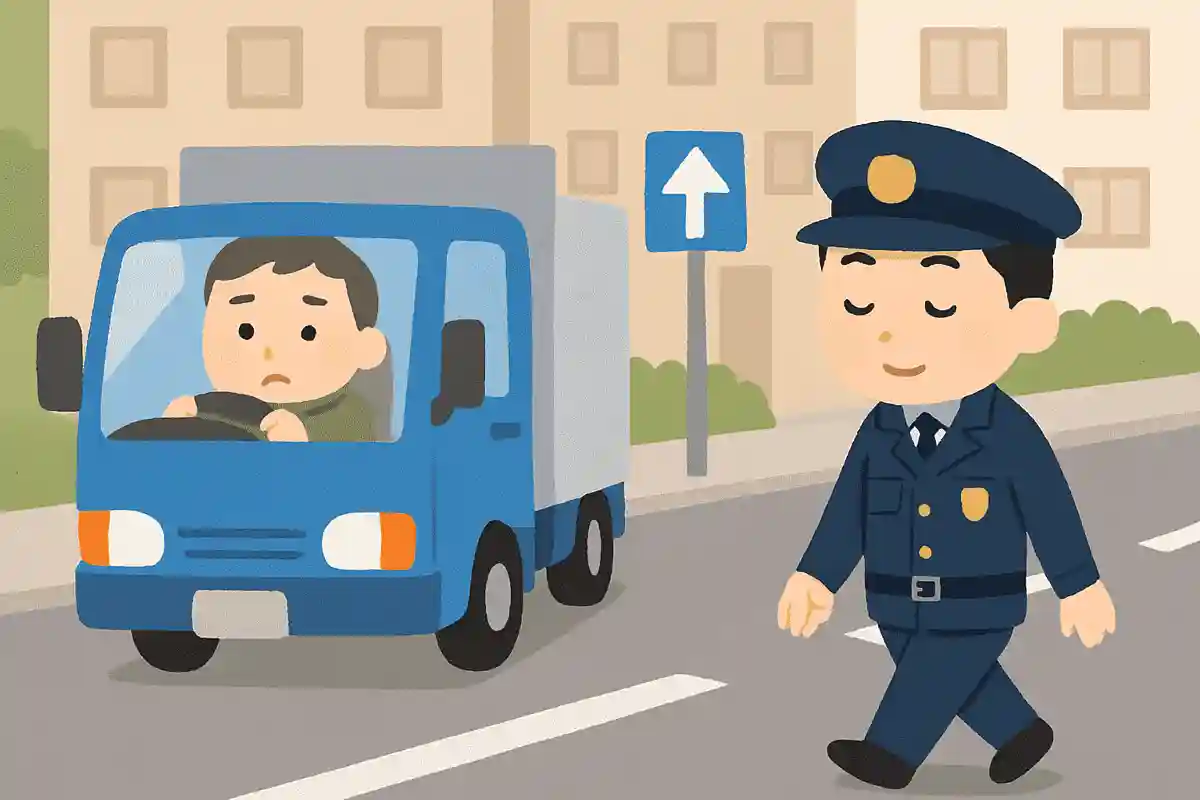 パトロール中の警察官の目の前で、トラックの運転手が一方通行の道路を反対方向に進んでいきました。警察官は一切気にせず、すたすたと立ち去ってします。いったいなぜでしょうか？