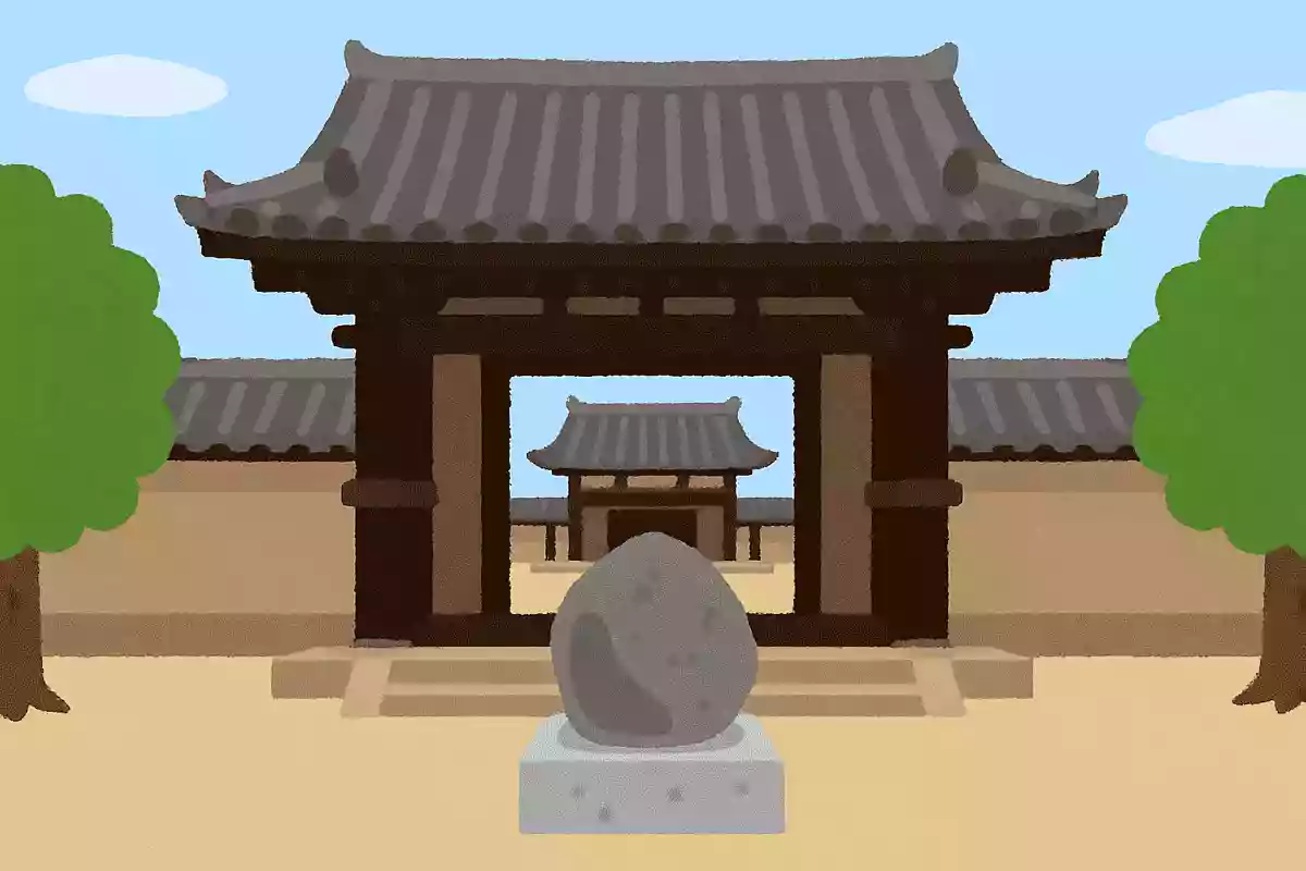 法隆寺の南大門の石段の前にある石の名前は?