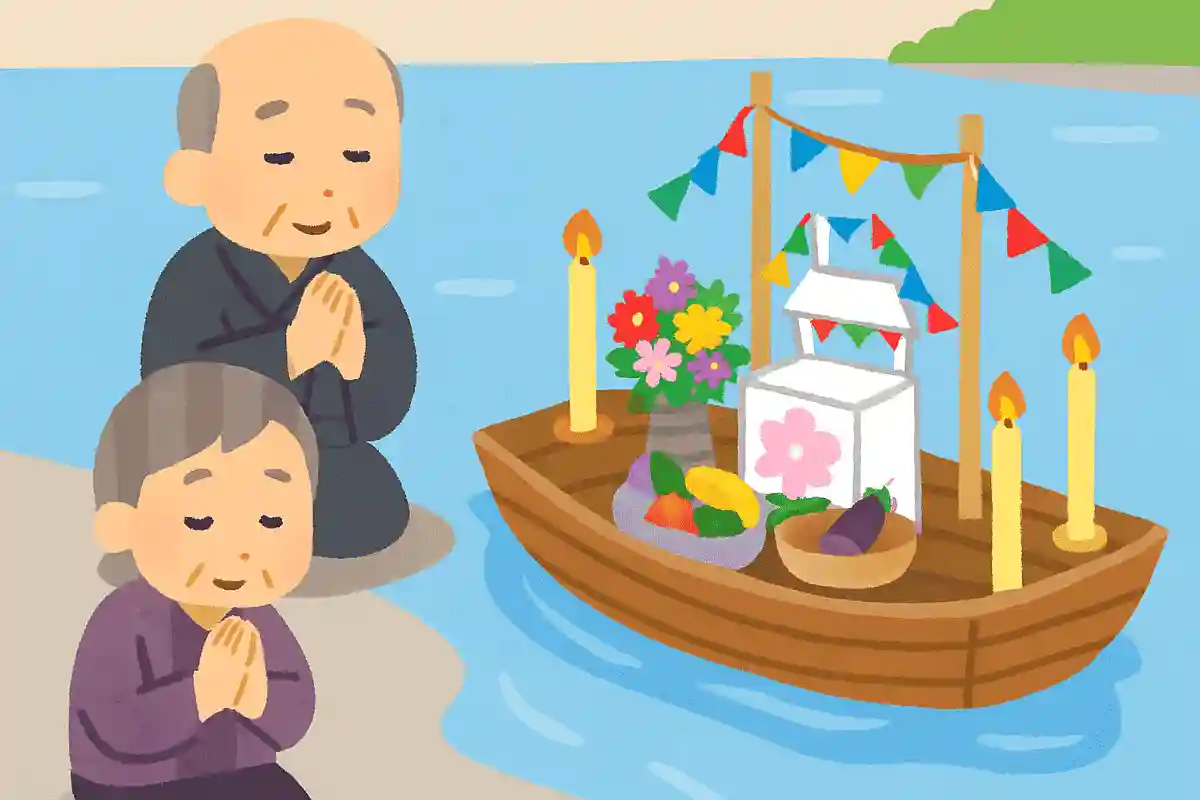 主に長崎県や佐賀県で行われる、先祖の霊とお盆のお供え物を船に乗せて川に流す行事を何というでしょうか?