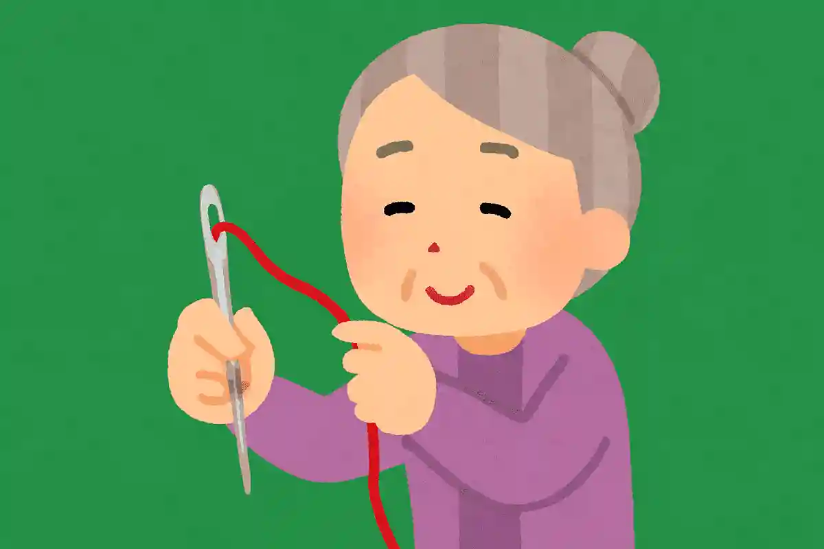 針に糸を通しやすくなる、背景の色は何色でしょうか?