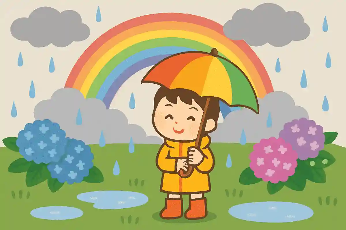 雨上がりに見られる虹はどこに出ているでしょう？