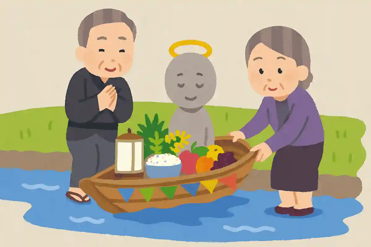 主に長崎県や佐賀県で行われる、先祖の霊とお盆のお供え物を船に乗せて川に流す行事を何というでしょうか?