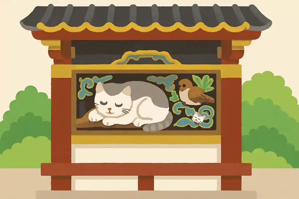 有名な東回廊の眠り猫、その裏側にある雀の彫刻にはどんな意味があるでしょうか？