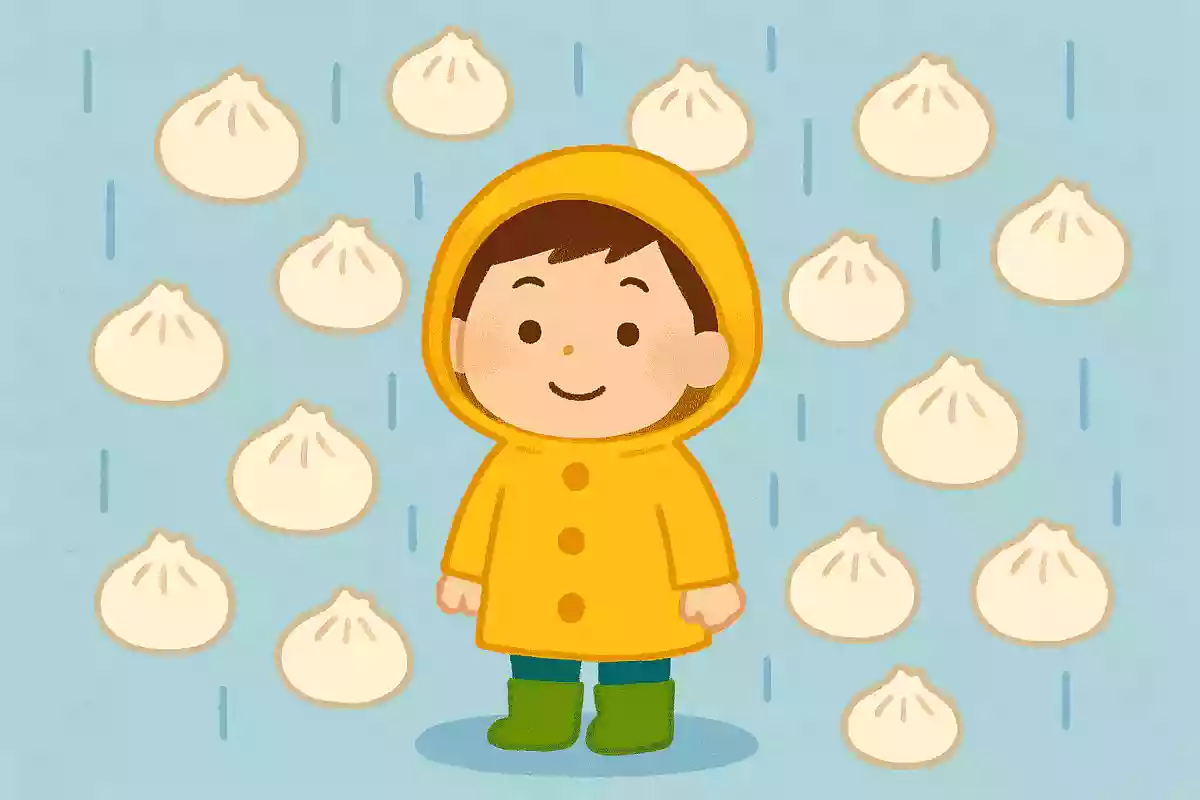 雨粒の形は肉まん型