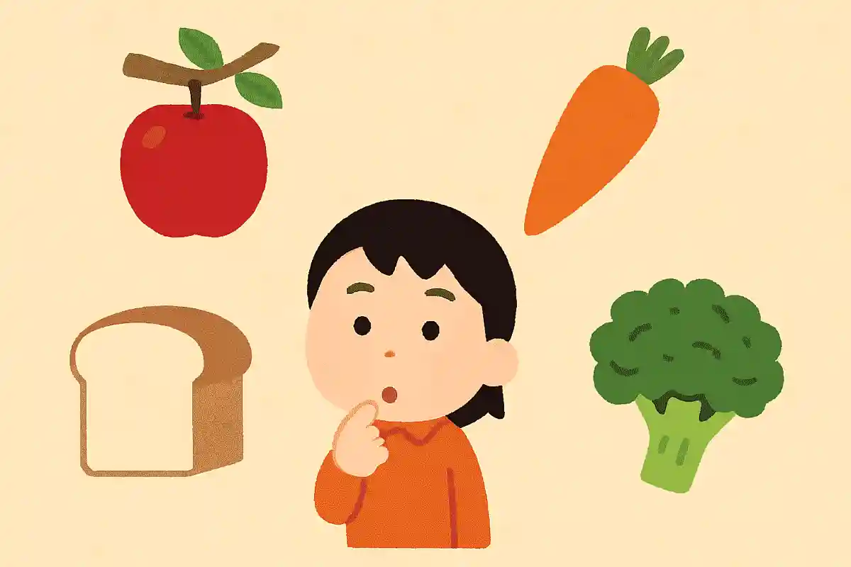 次の食べ物のうち、木になるものはどれでしょう?