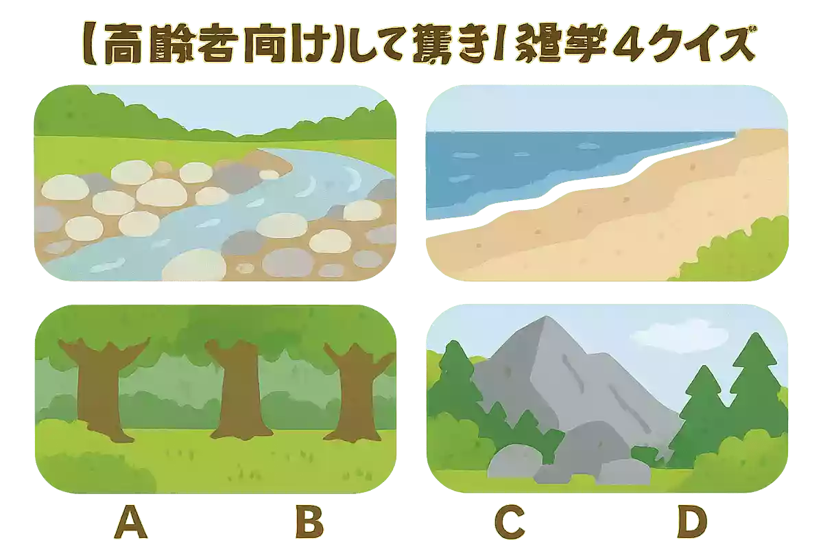 河原のなかで最も丸い石が多くあるのは、次のうちどこでしょうか?