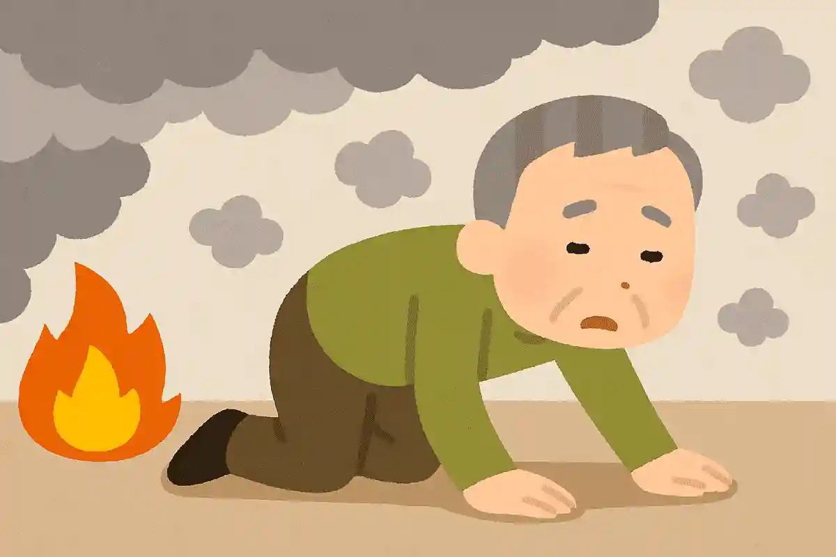 火事の時は姿勢を低くして逃げる