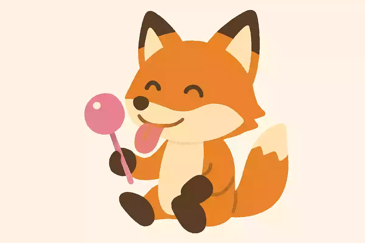 キツネがあっかんべーをしながら食べているものは何でしょう?