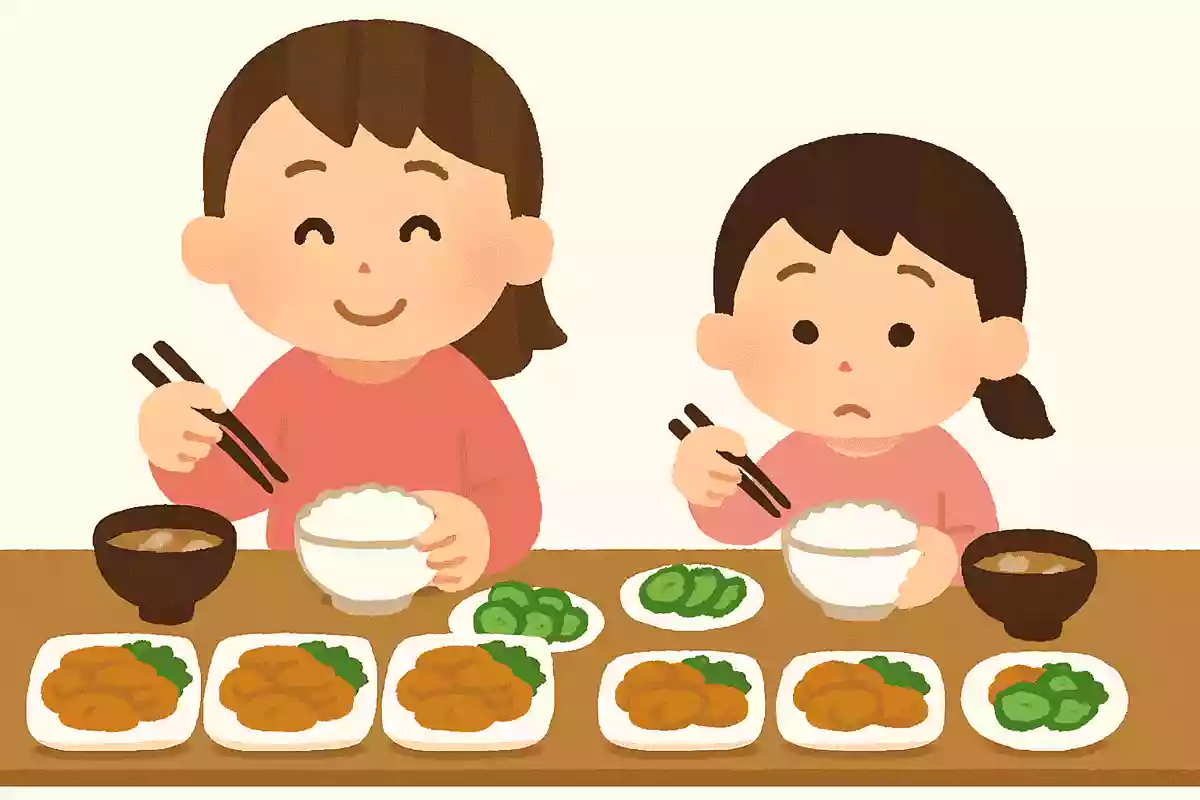 姉は5はい、妹は3ばいご飯を食べました。どちらが多く食べたでしょうか?