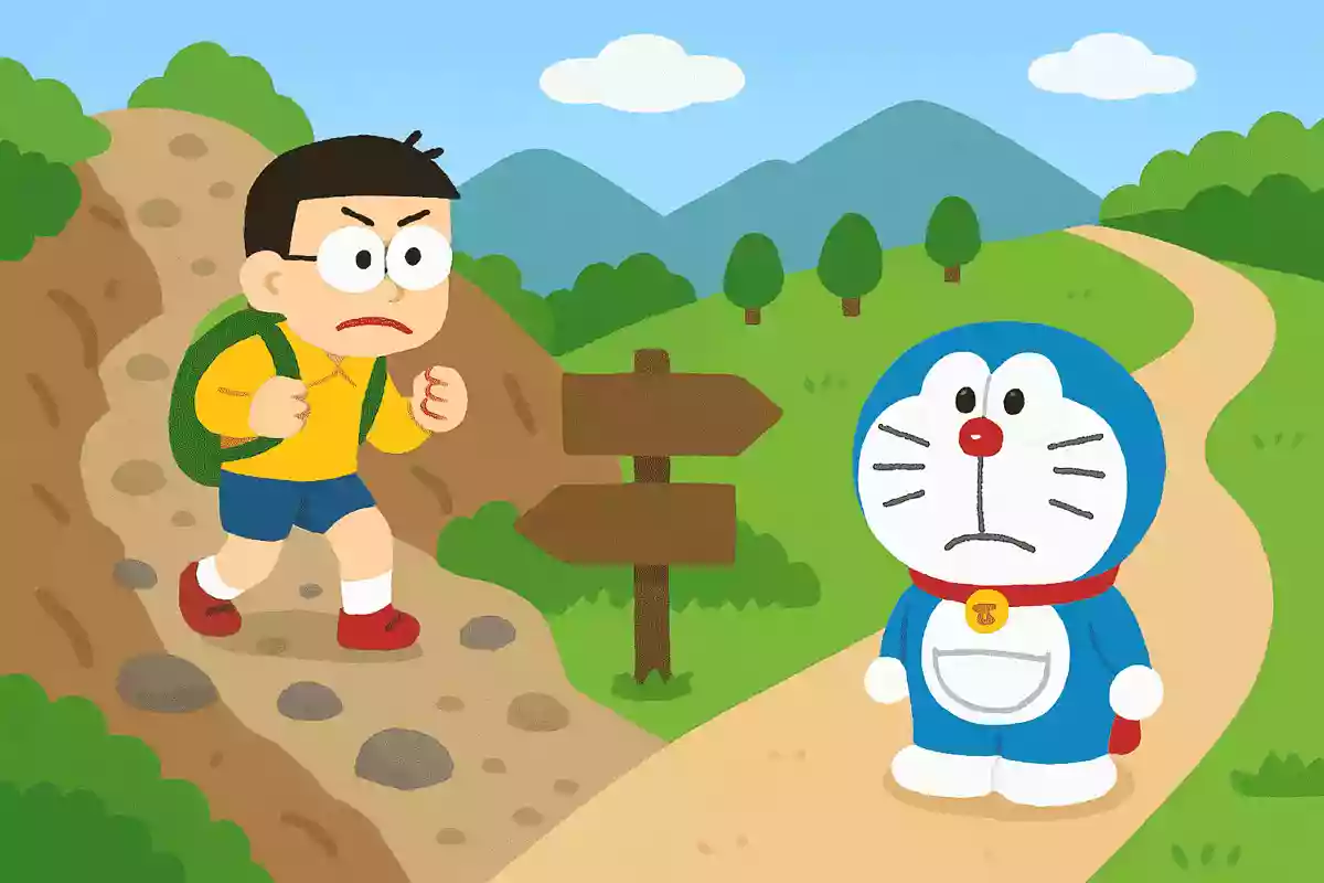 道をえらぶということは、かならずしも歩きやすい安全な道をえらぶってことじゃないんだぞドラえもん