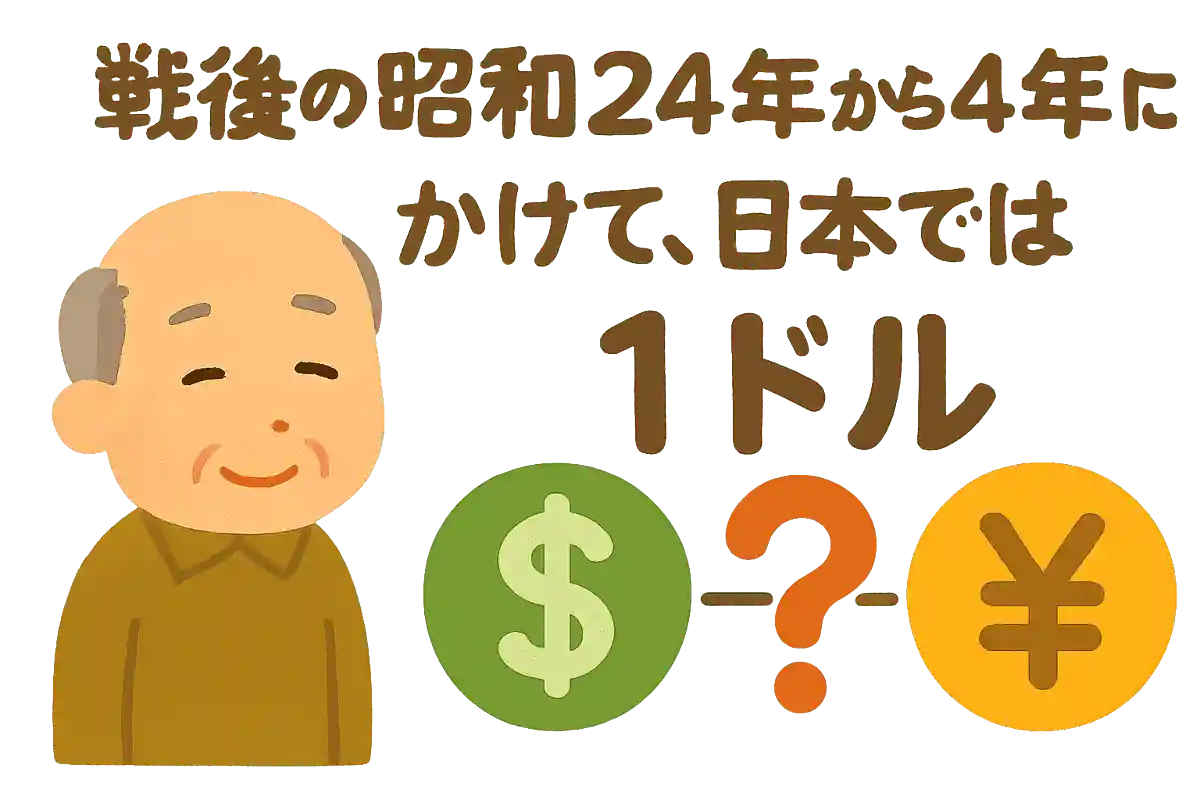 戦後の昭和24年から46年にかけて、日本では1ドルいくらだったでしょうか?