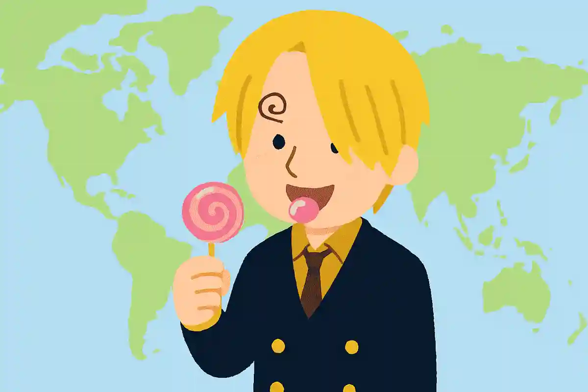 サンジはアメリカ版『ONE PIECE』のアニメでキャンディをくわえている
