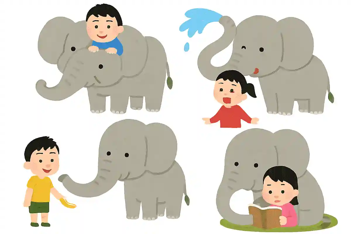 ゾウのながい鼻では何ができるかな？