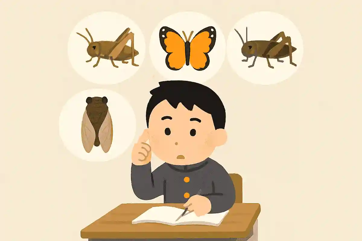 鈴虫、ちょうちょ、セミ、コオロギの中で仲間はずれはどれ?