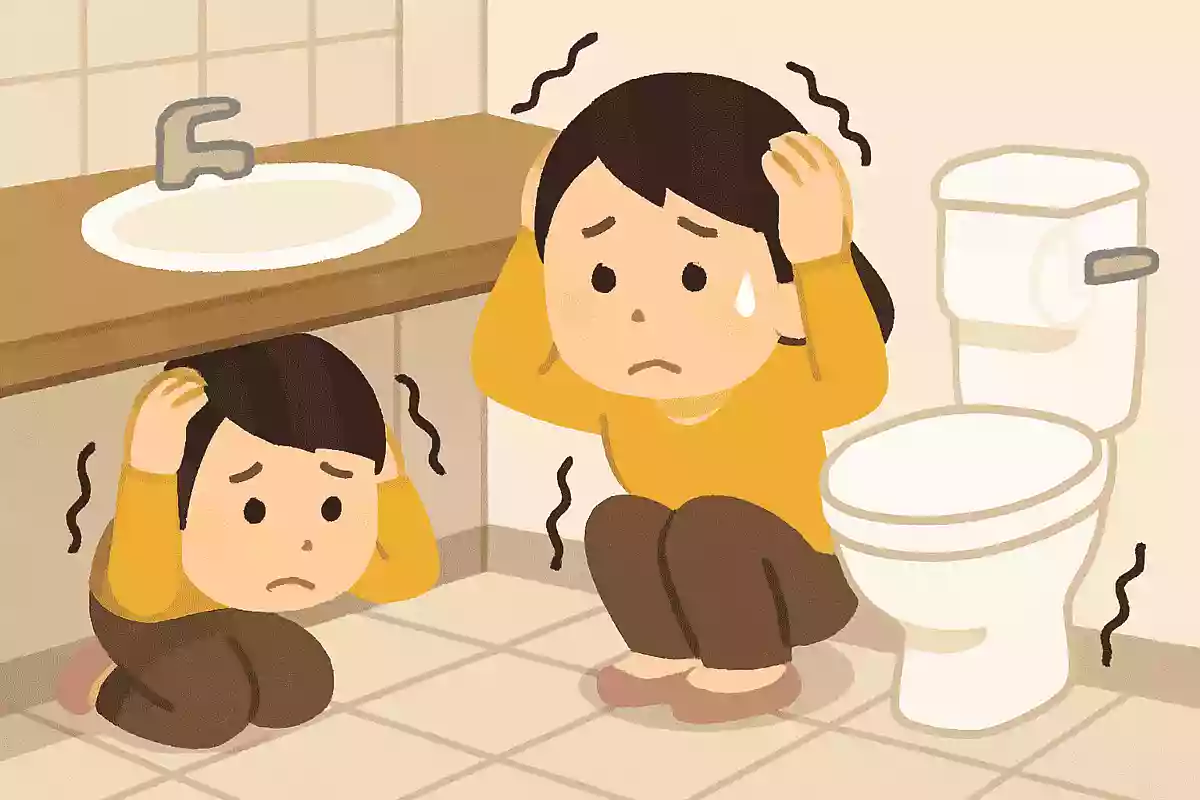 トイレに入っているときに地震がきた場合、どうすればいいでしょう?