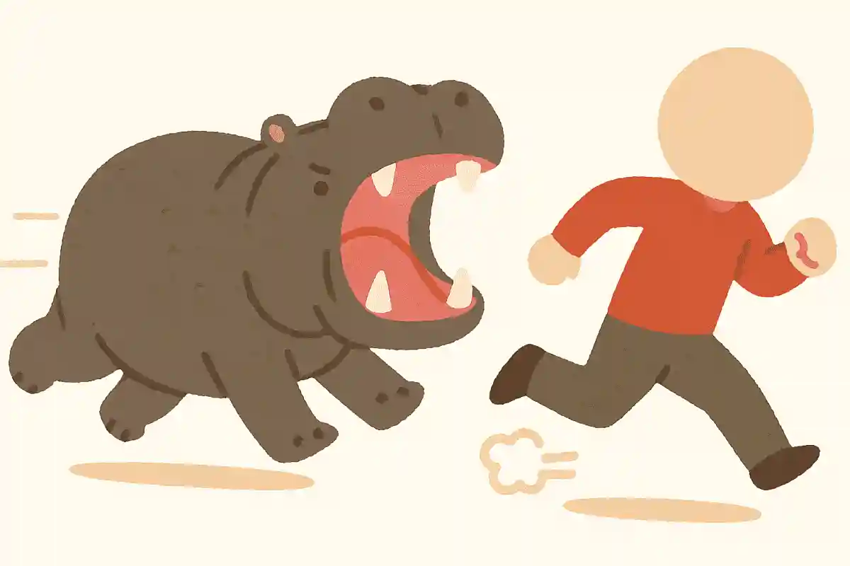 カバは走ると時速30キロ、かむ力は1トンもある凶暴な動物