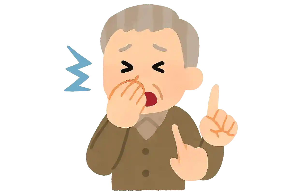 くしゃみが出そうなときに、体のある部分を使うと止められます。その体の部分をどう使う?