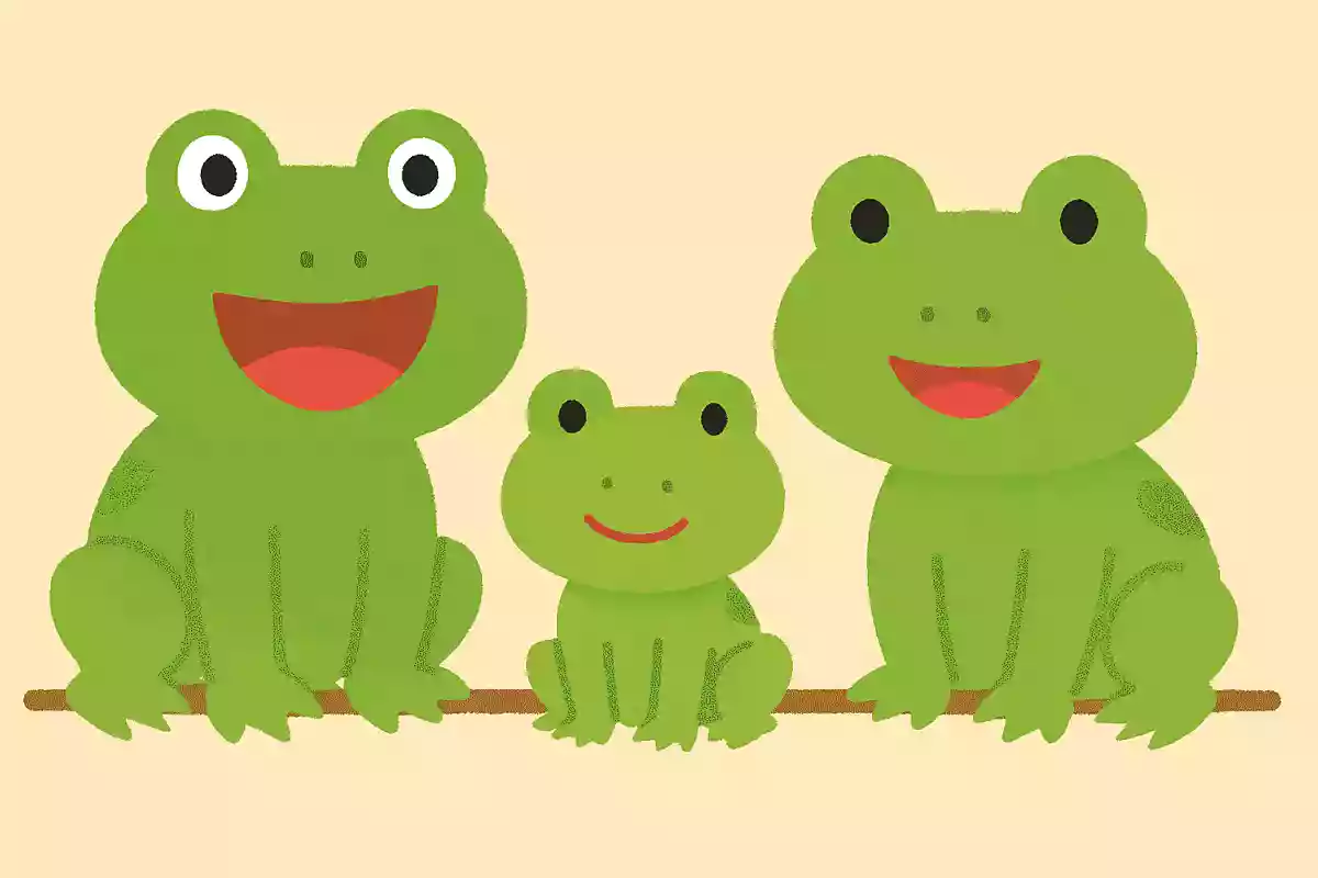 お父さんカエルはケロケロケロ、お母さんカエルはケロケロ、さて子供カエルはなんてなく?