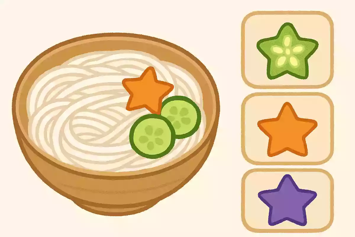 七夕に食べる行事食、そうめん。星に見立てて入れる野菜は次のうちどれでしょうか？
